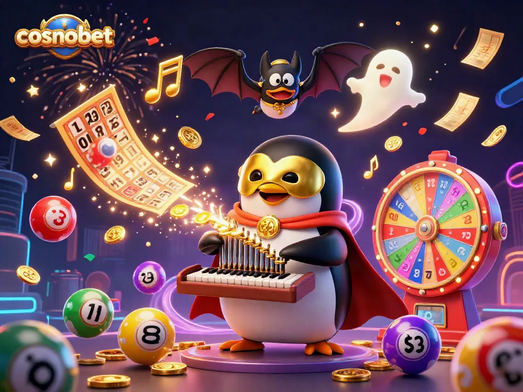 Spin to win with Cosmobet as the penguin plays a golden organ, unleashing riches!