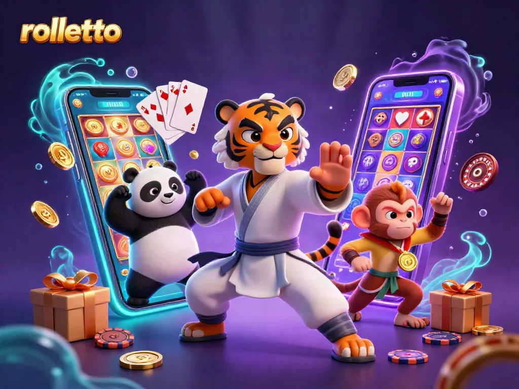 Experience rolletto excitement with a fun-filled 3D cartoon casino scene featuring gripping gambling elements.