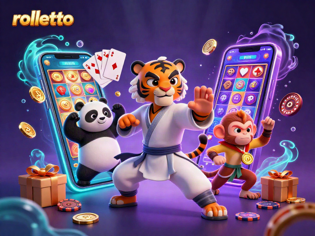 Experience rolletto excitement with a fun-filled 3D cartoon casino scene featuring gripping gambling elements.