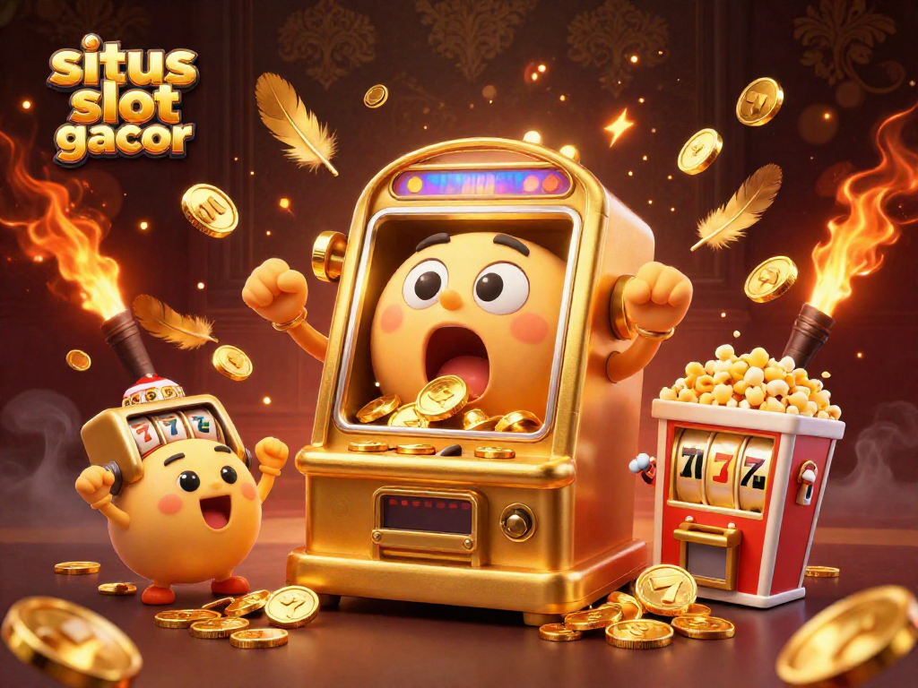 Experience thrilling action in this vibrant scene of situs slot gacor with slot machines celebrating a jackpot.