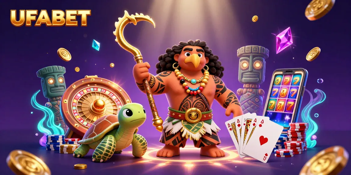Play thrilling games at UFABET with a vibrant scene of casino action and entertainment elements.